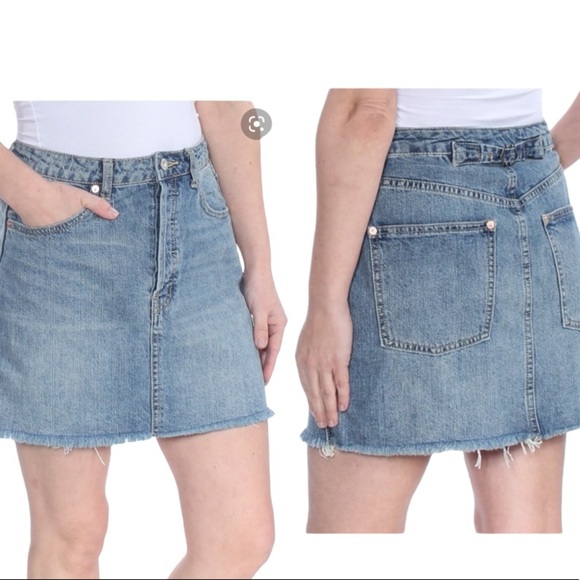 Free People Button Fly Fray Hem Jean Mini Skirt 30 - Picture 1 of 17
